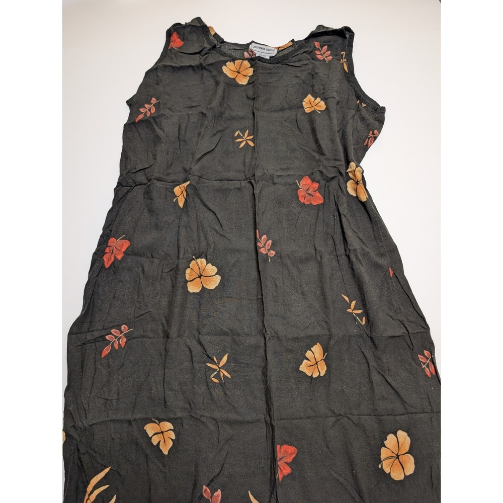 California Krush Womens 1X Black‎ Tropical Floral Rayon Maxi Dress Sleeveless
